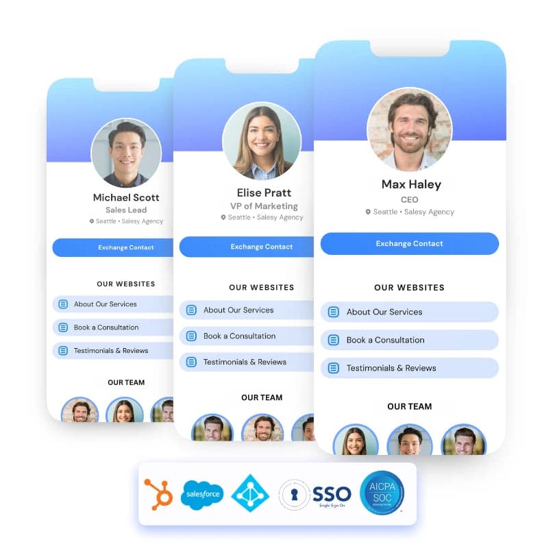 Digital business cards for teams